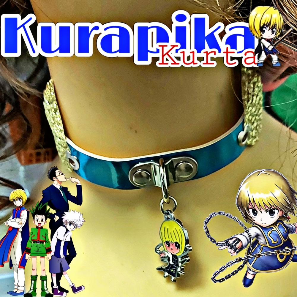 Blue holographic kurapika HxH anime kawaii choker